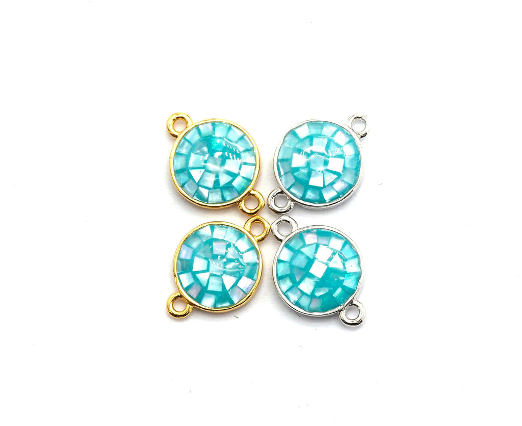 Natural Blue Shell Round Shape Charm, 15x10mm, Sku#Z280