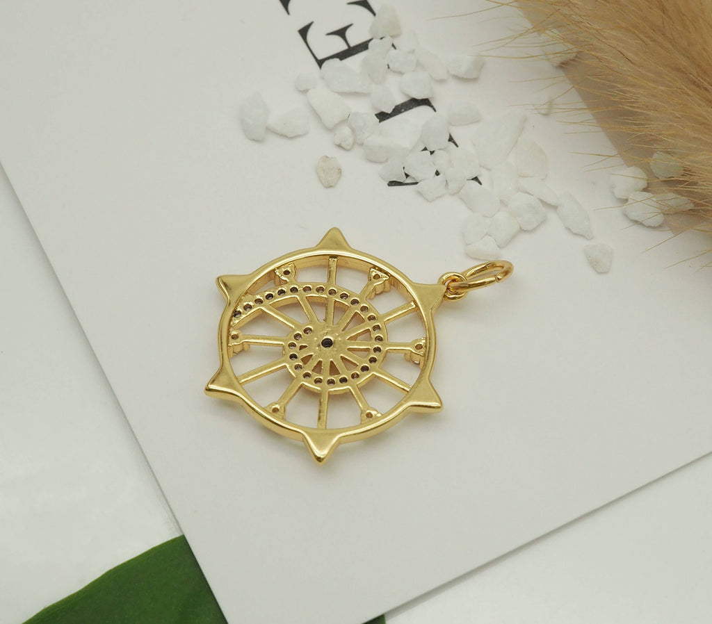 CZ Snail on Hollow out Round Charm, Sku#Z1440