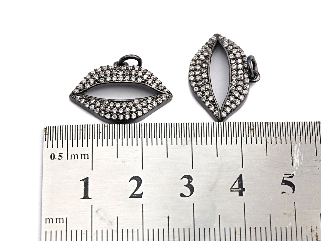 CZ Micro Pave Lip Shaped Pendant/Charm, Cubic Zirconia Pendant Charm, 21x15mm,sku#Z573