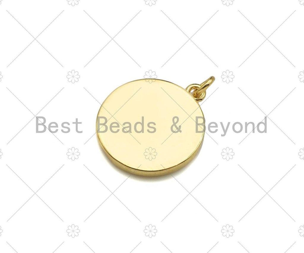 Enamel Colorful Cross Heart On Round Coin Shape Pendant, 18k Gold Enamel Charm, Enamel Jewelry, 21x18mm,Sku#Z1336
