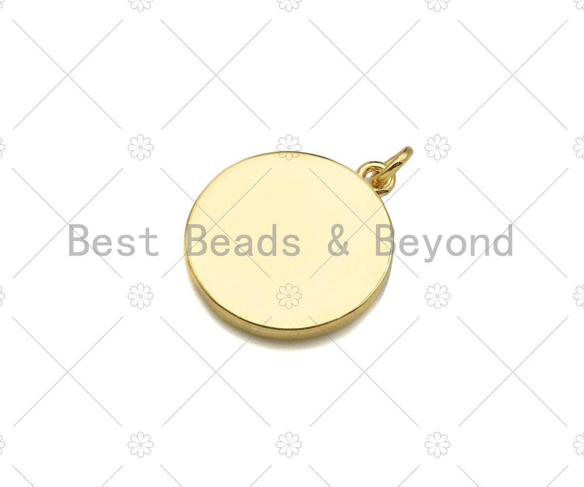 Enamel Colorful Cross Heart On Round Coin Shape Pendant, 18k Gold Enamel Charm, Enamel Jewelry, 21x18mm,Sku#Z1336
