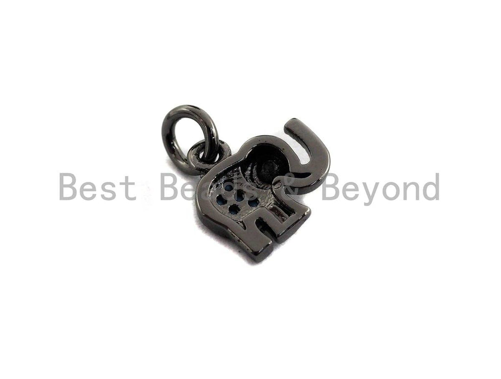 Turquoise CZ Micro Pave Elephant Shaped Pendant/Charm, Cubic Zirconia Pendant Charm,10mm,sku#Z535