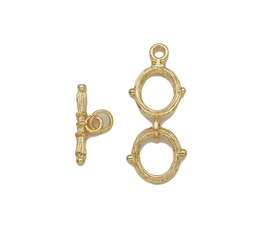 Gold Double Ring Toggle Clasp, Sku#ZX115