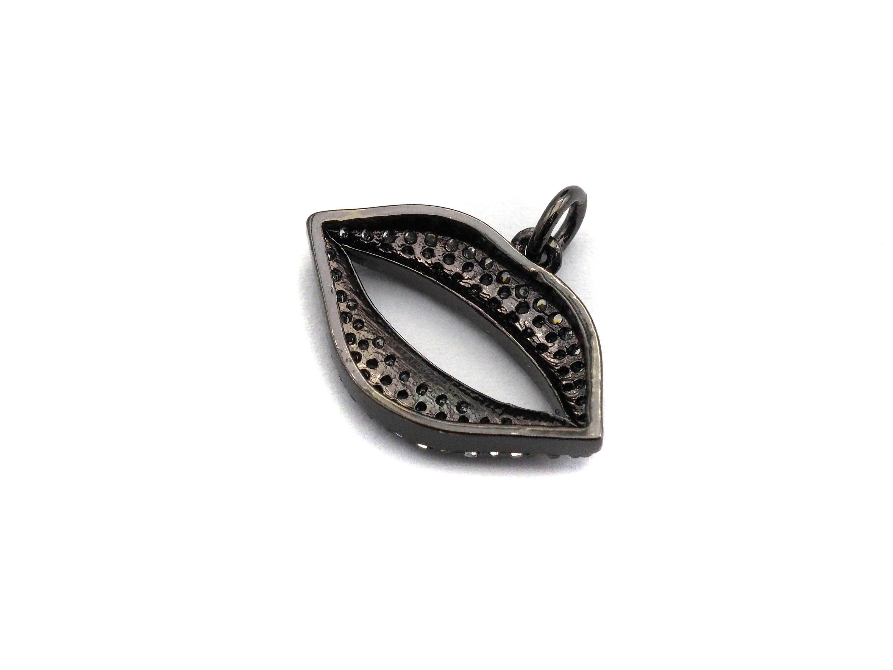 CZ Micro Pave Lip Shaped Pendant/Charm, Cubic Zirconia Pendant Charm, 21x15mm,sku#Z573