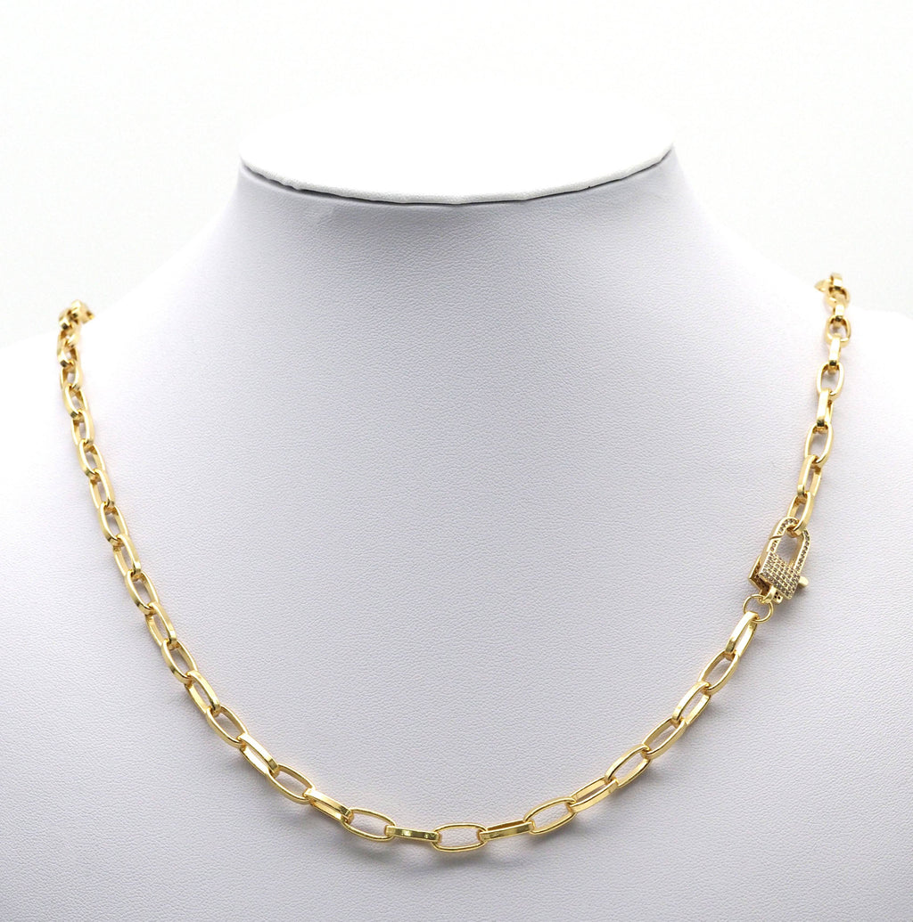 Fully CZ Pave Gold/Silver Lock Clasp, Sku#LX109