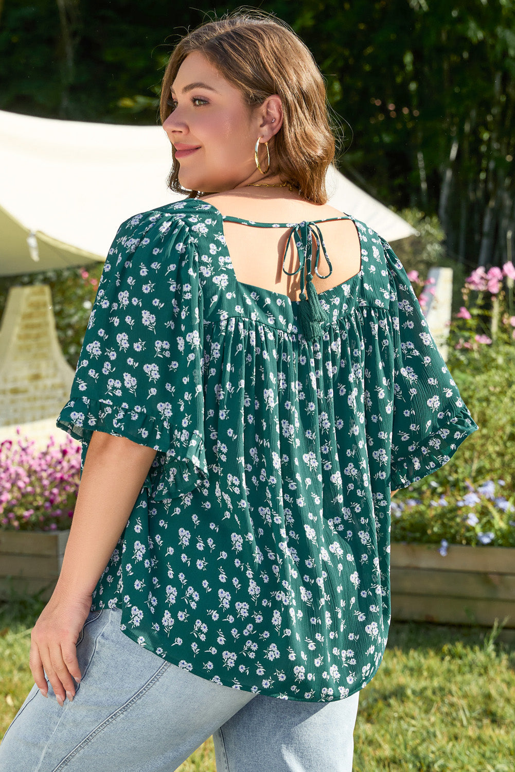 Adelynn Square Ruffled Trim PLUS Blouse