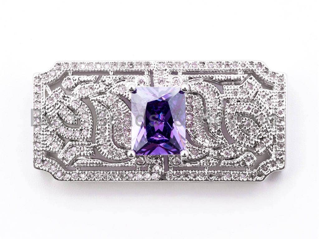CZ Micro Pave Square/Rectangular Pendant/Connector/Jewelry Link Connector, 38x18mm, SKU#F276-Bestbeads & Beyond