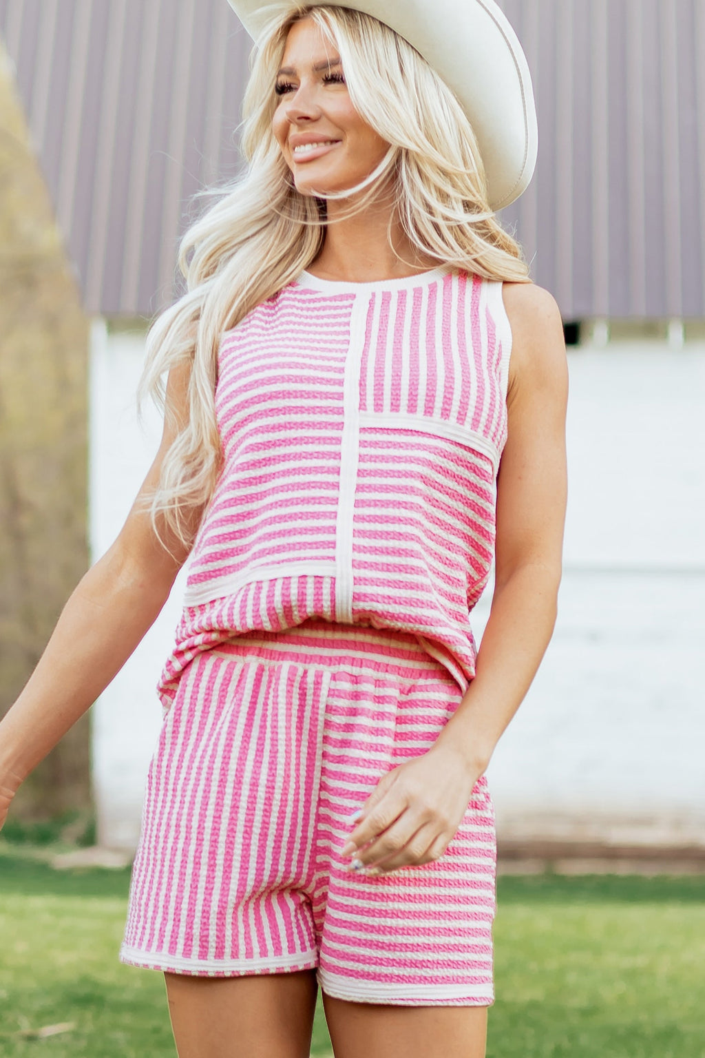Nala Contrast Trim Casual Tank Set