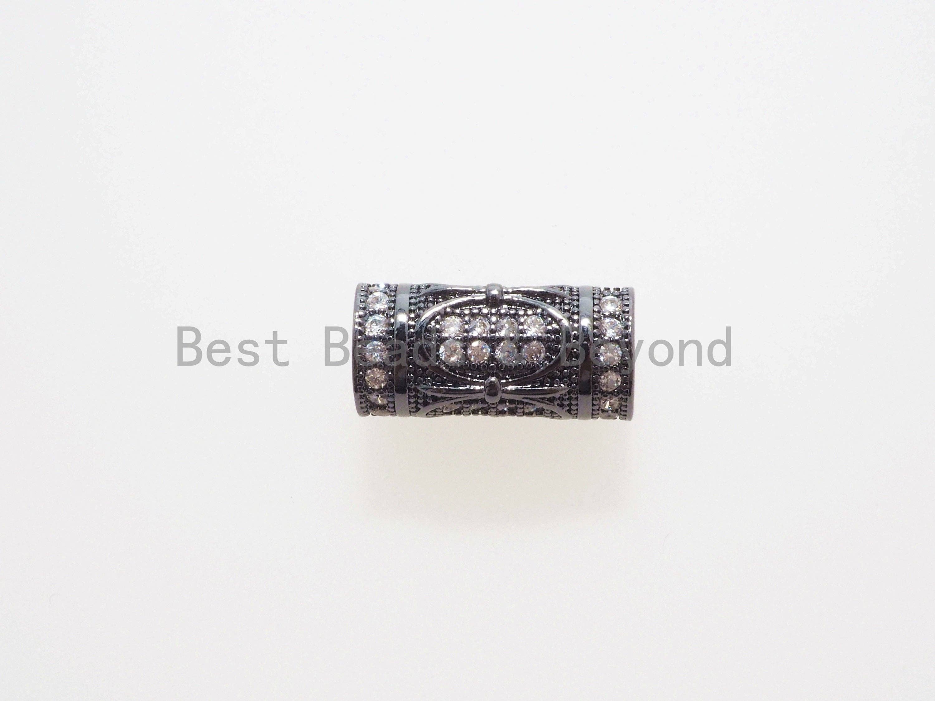16x8mm CZ Micro Pave Large hole Barrel Spacer beads, Drum Barrel beads, Micro Pave Cubic Zirconia Spacer Beads,sku#G402