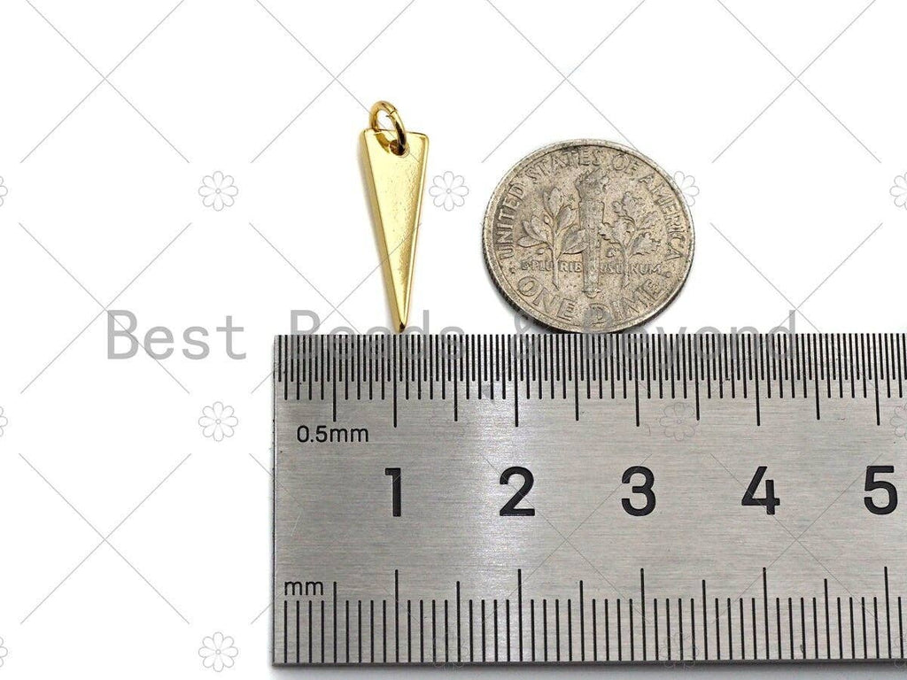 18k Shiny Gold Finish Triangle Charms, Dainty Triangle Charms, Triangle Pendant, 6x18mm, Sku#Y273