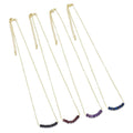 Dainty Gold Chain Colorful Gemtone Beads Pendant Necklace, Sku#EF507