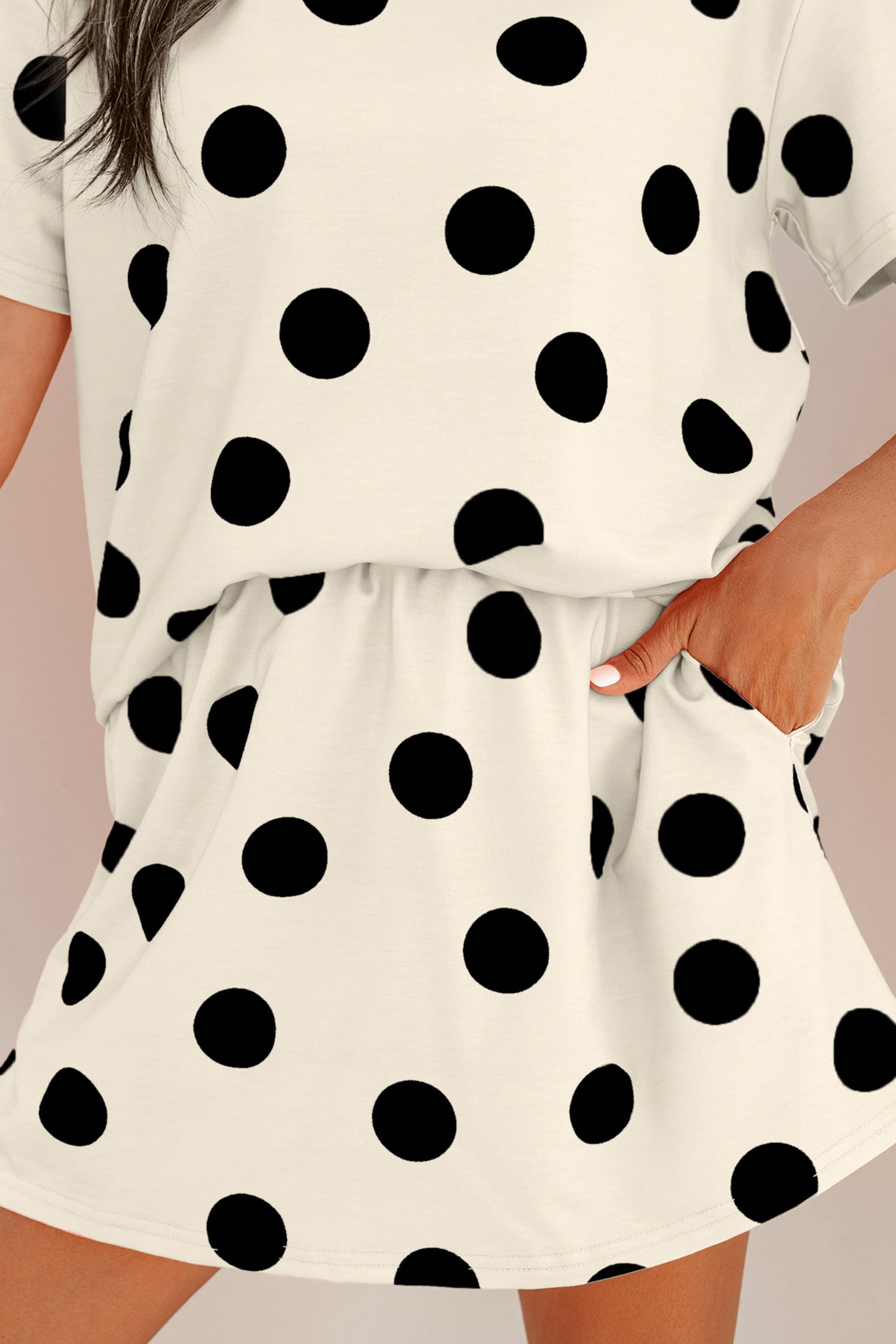 Aurelia Dot Short Sleeve Top Set-Threaded Pear