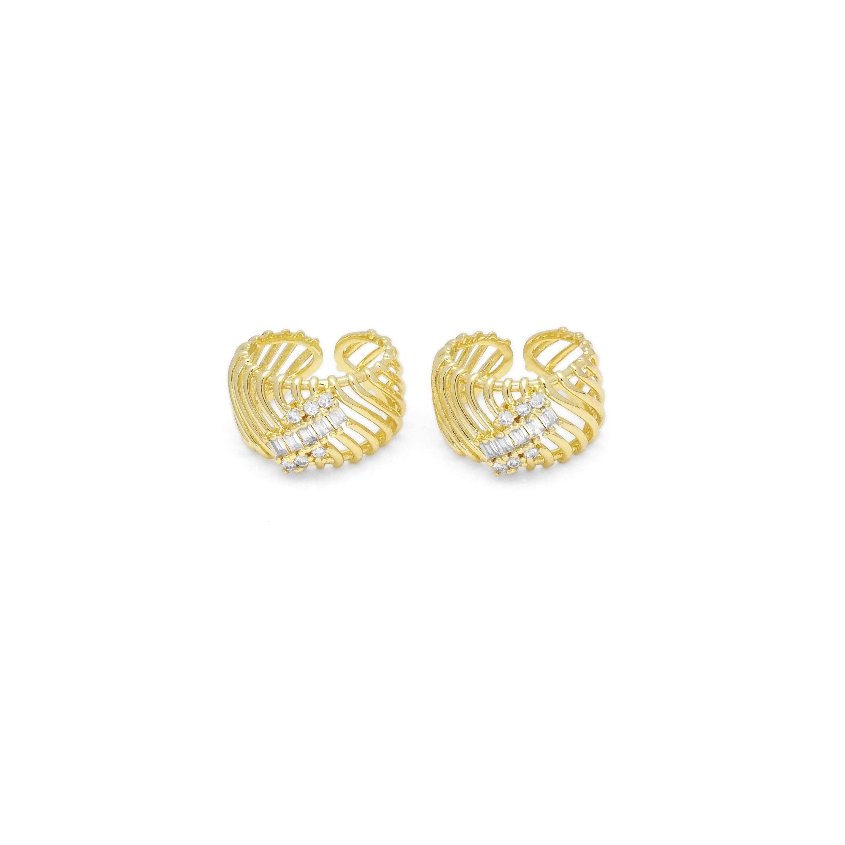 Gold CZ Hollow out Dome Adjustable Ring, Sku#LX275