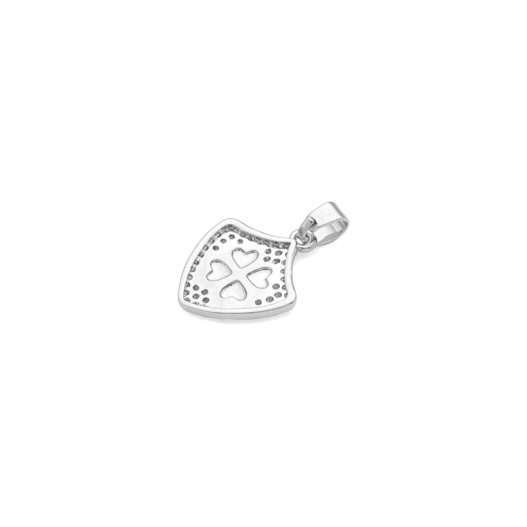 Dual Color CZ Gold Flower On Shield Charm Pendant, Sku#LX748