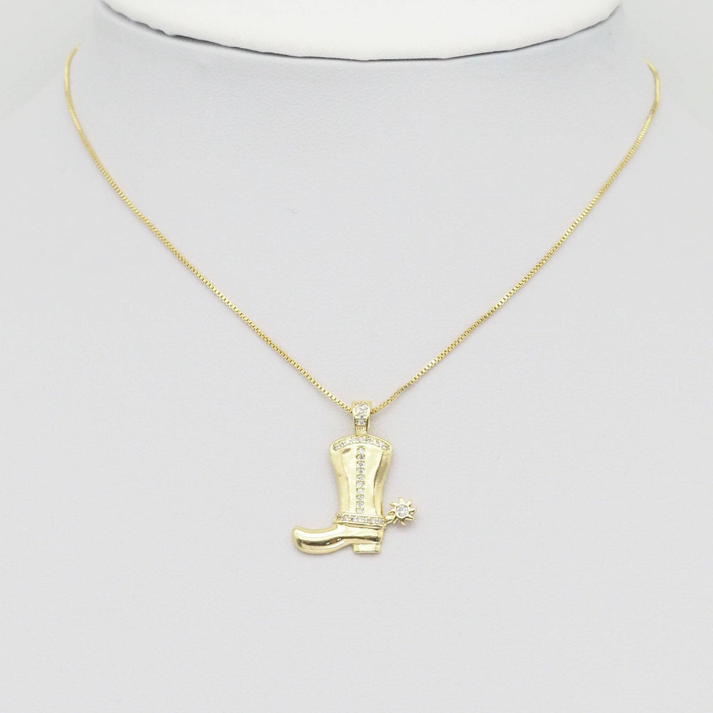Gold Silver CZ Boot Shape Charm, Sku#Z1472