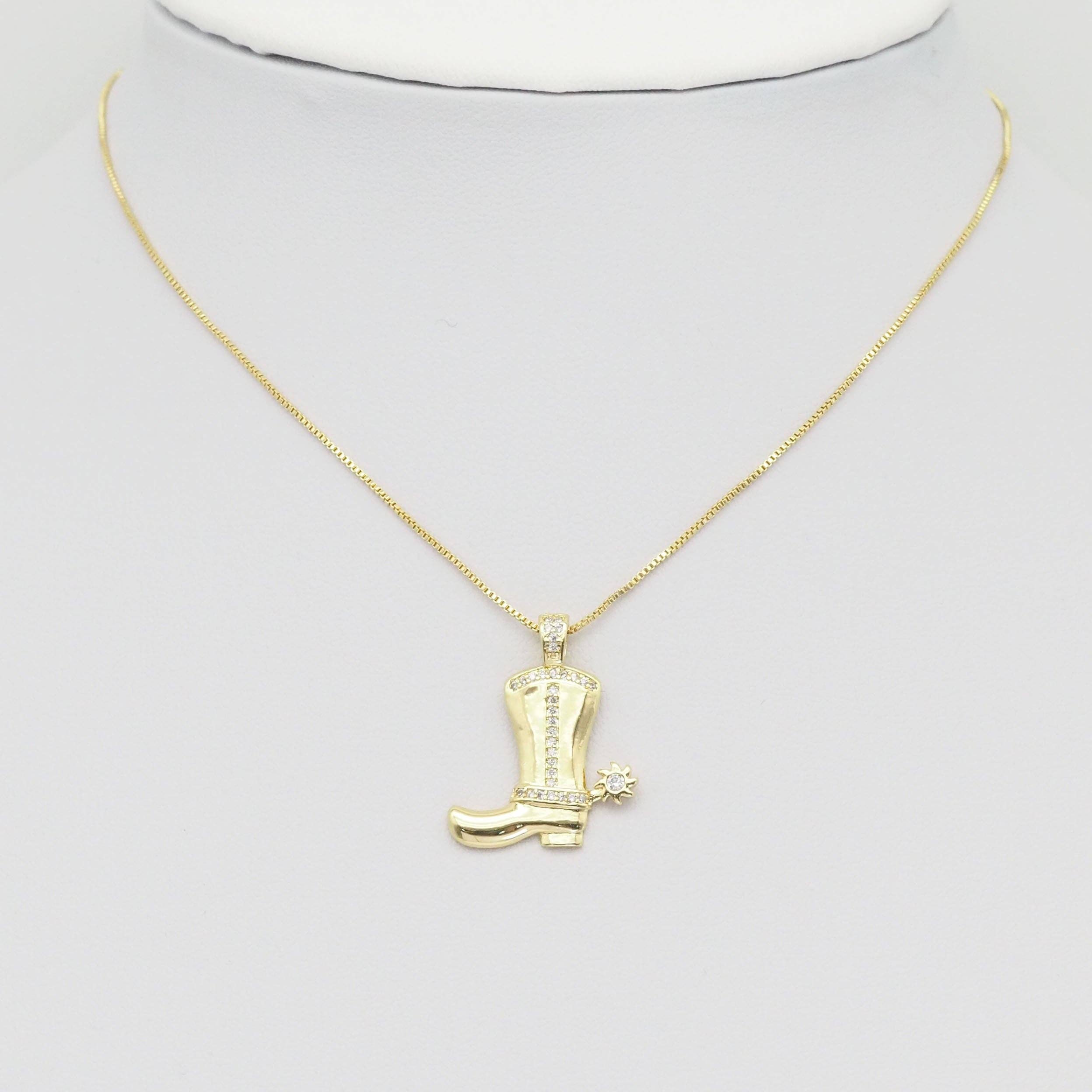 Gold Silver CZ Boot Shape Charm, Sku#Z1472