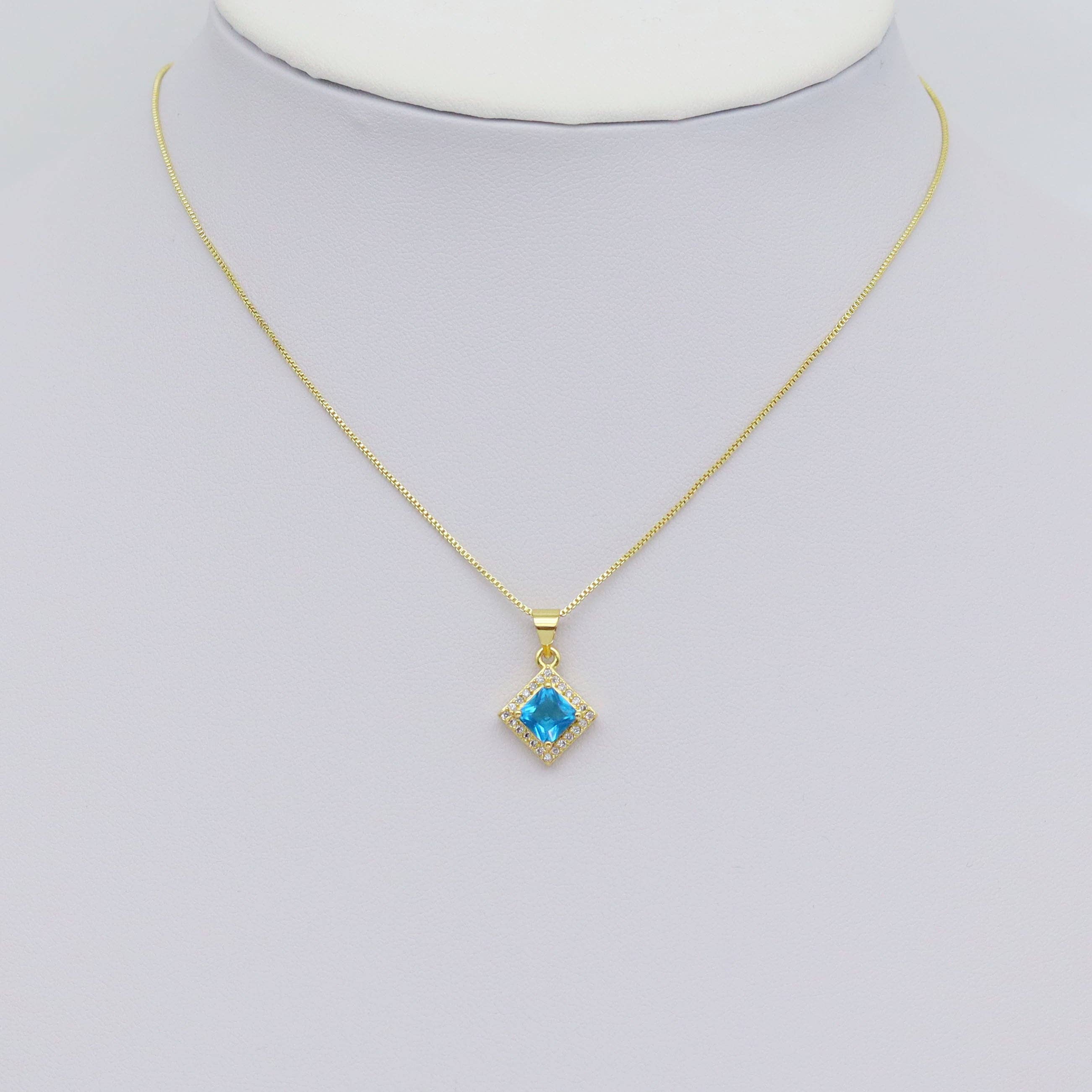 Gold Diamond Shape Colorful Crystal Stone Charm, Sku#LX463