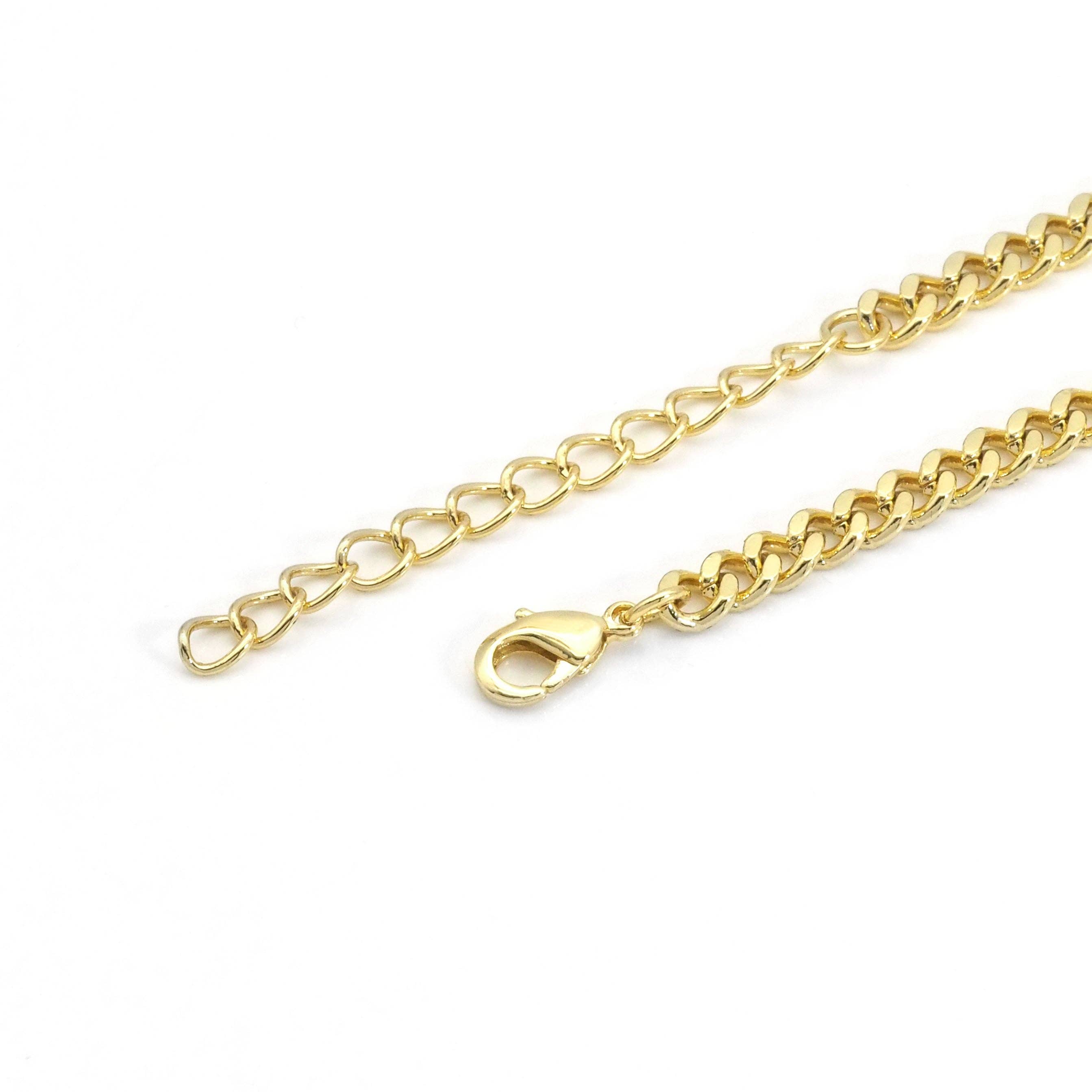 Clear Green Square CZ Gold Link Chain Adjustable Necklace,sku#LX239-Bestbeads & Beyond