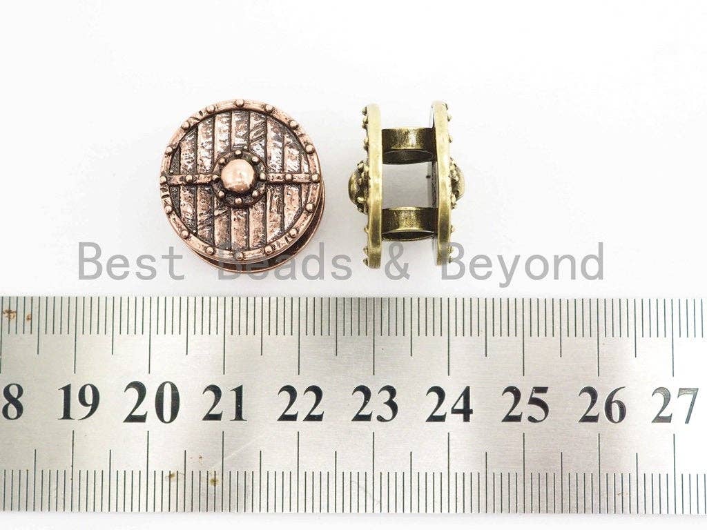 Antique Style Shield Button Beads, Paracord Survival Bracelet Button Spacer Beads,  Men's Jewelry Findings,15x21mm,sku#Y122