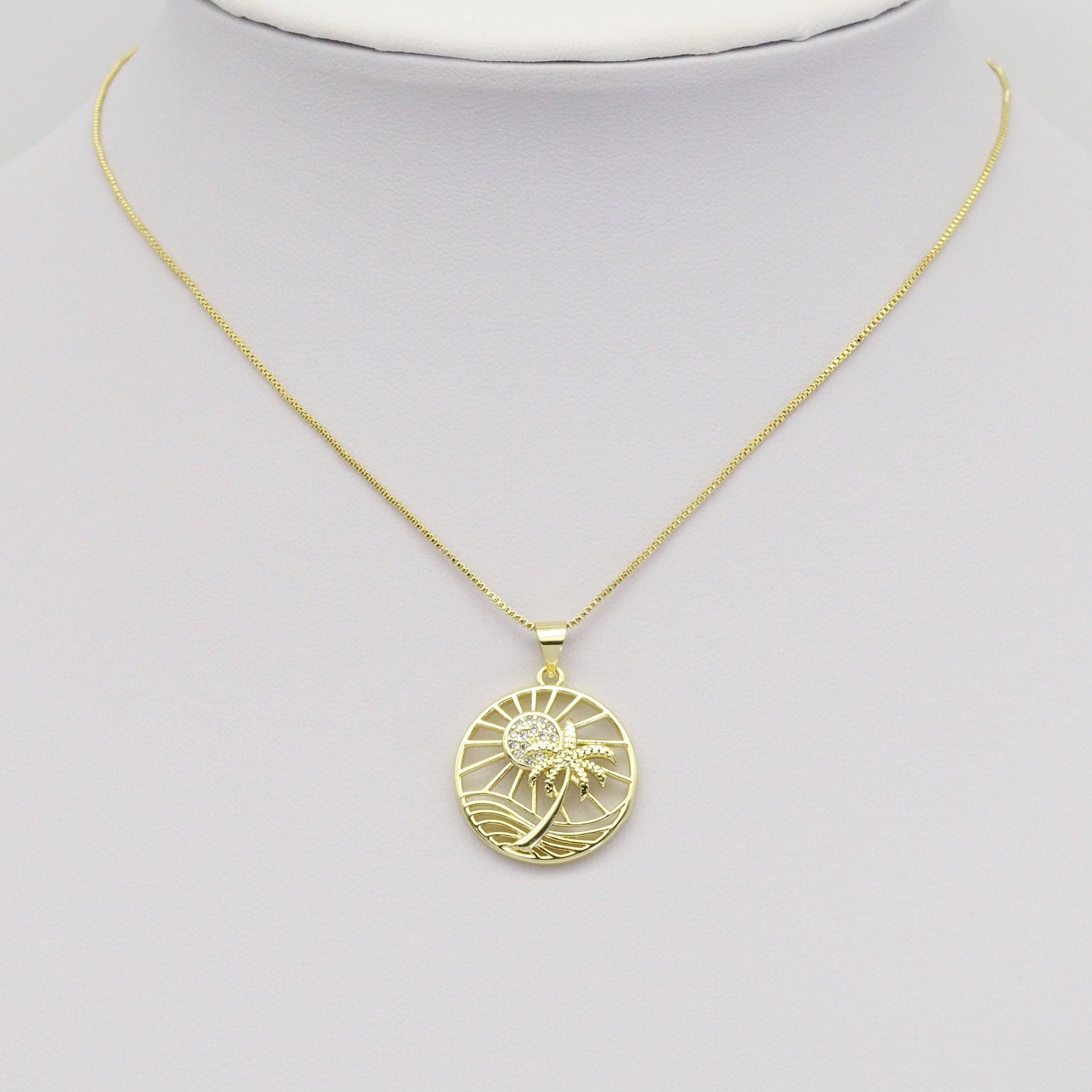 Clear CZ Sun Coconut Tree Beach Charm, Sku#LX364