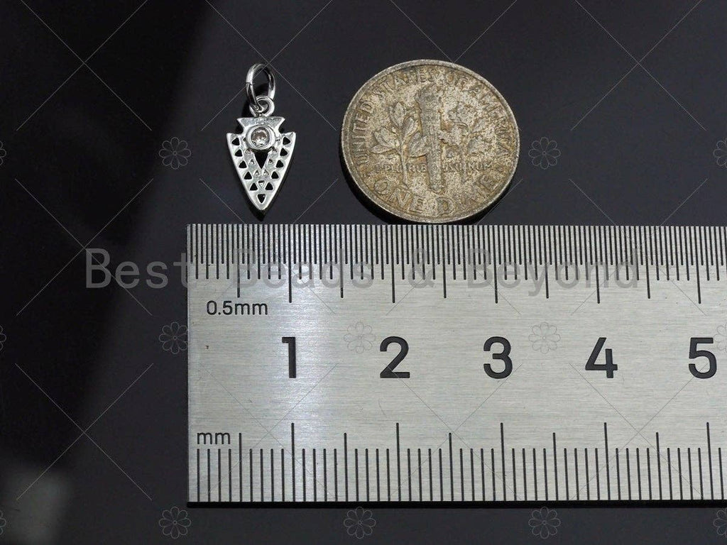 Dainty CZ Micro Pave Triangle Pendant/Charm, Gold/SilverTriangle Shape Charm, 7x13mm,sku#Z1230-Bestbeads & Beyond