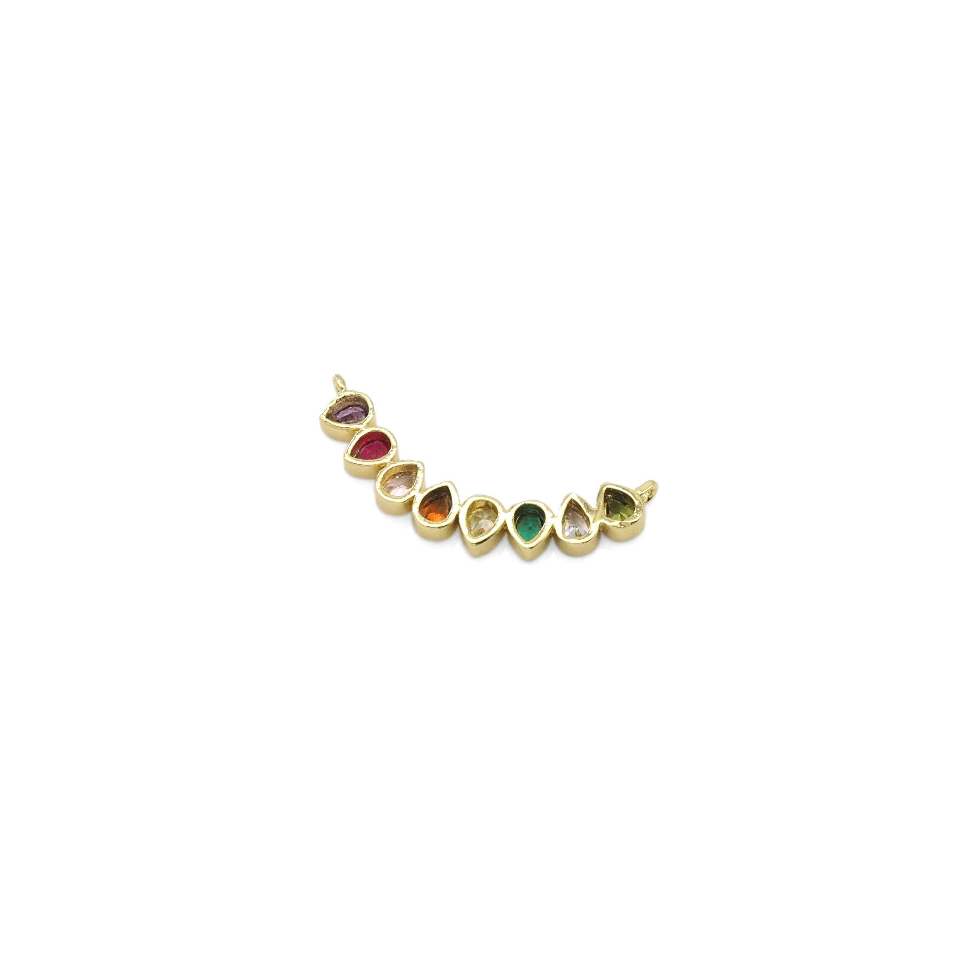 Colorful Teardrop CZ Connector Charm, Sku#LX310