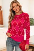 Wynter Pattern Knit Casual Sweater-Threaded Pear