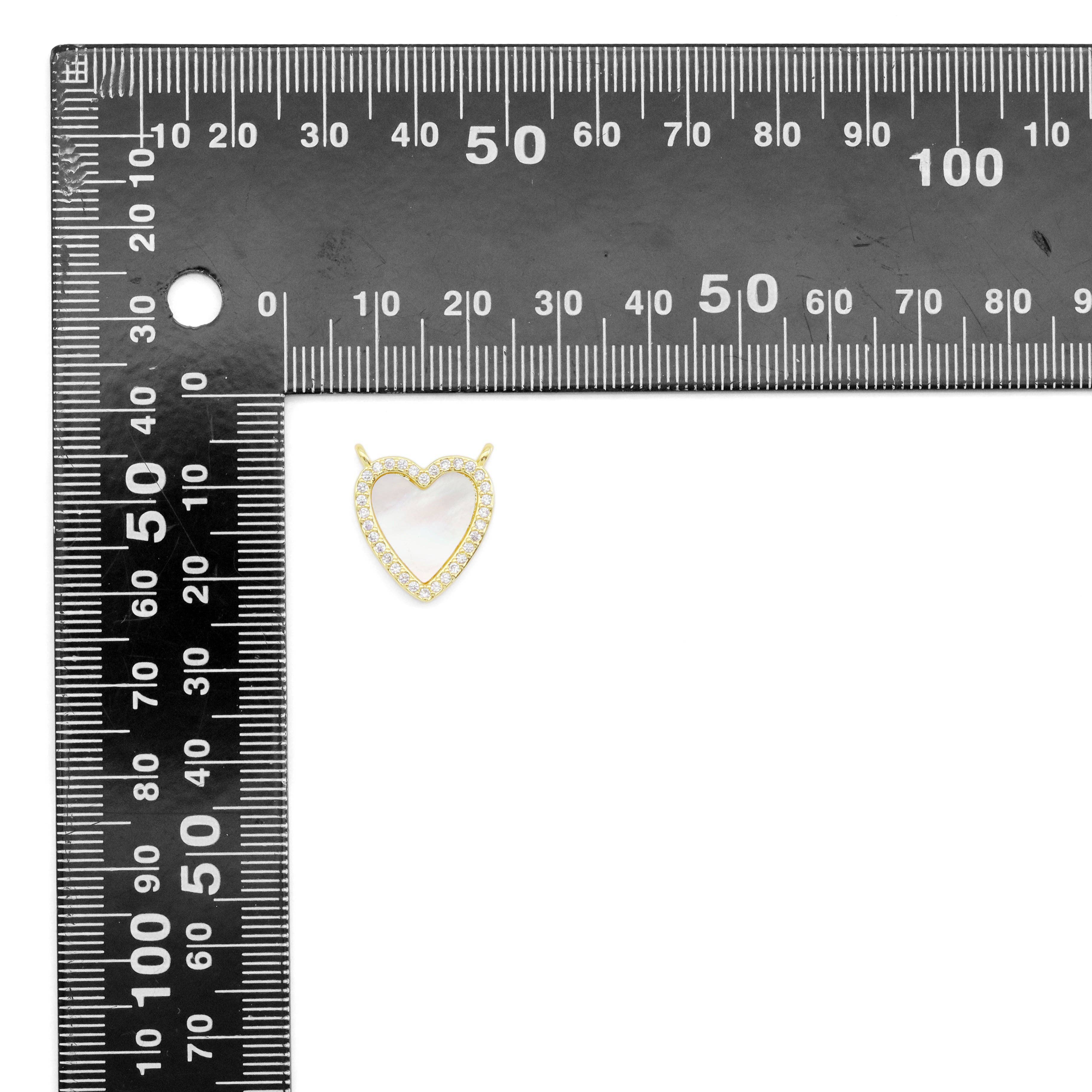 Gold CZ Mother of Pearl CZ Heart Shape Charm, Sku#LX456