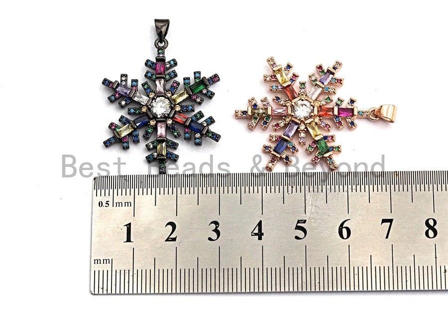 Large Colorful CZ Micro Pave Snowflake Pendant/Charm, Cubic Zirconia Pave Pendant, 29x35mm,sku#F856