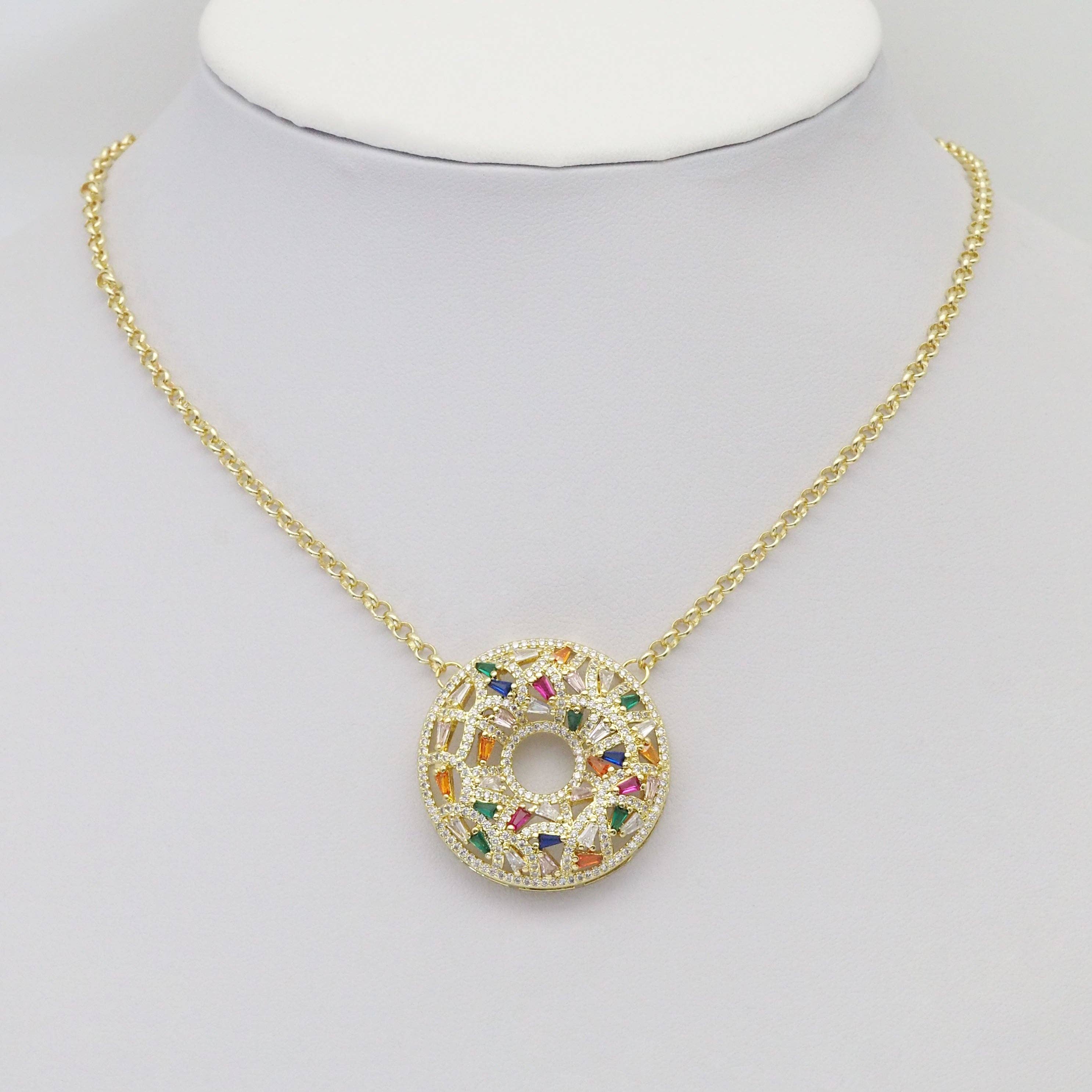 Baguette CZ Donut Shape Pendant, Sku#LX319