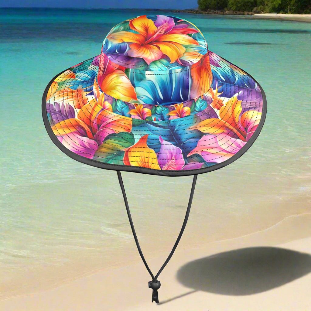 Hawaiian Floral Floppy Wide Brim Hat