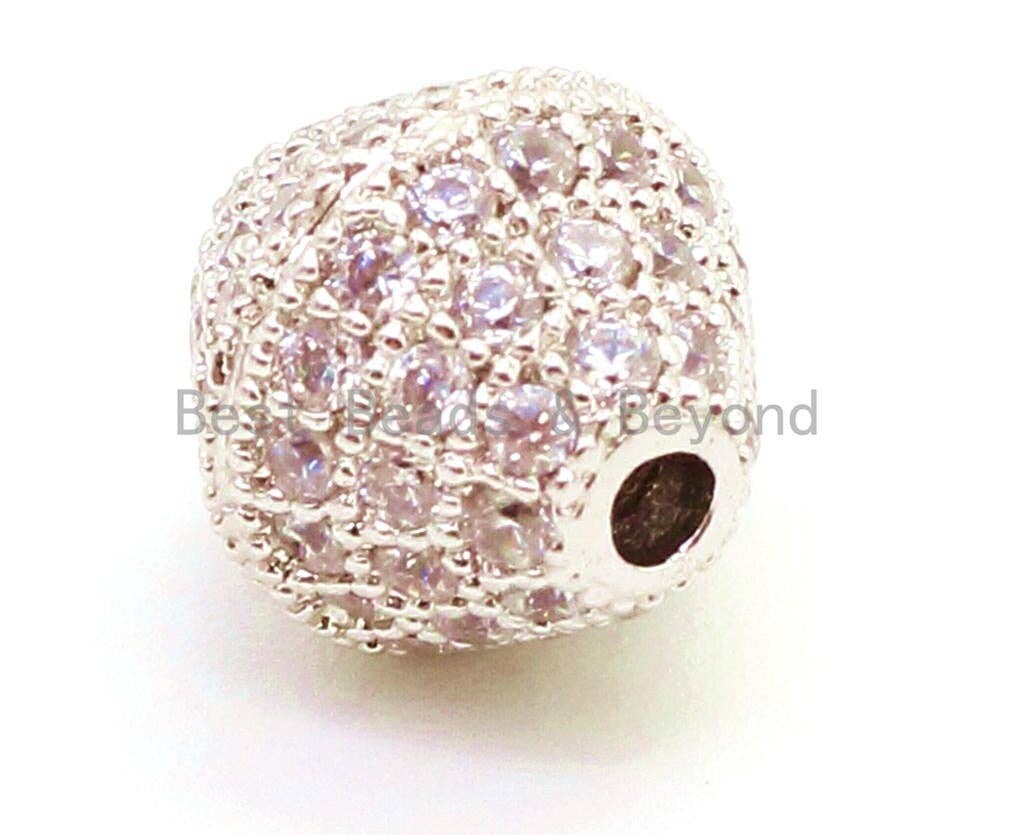 CZ Micro Pave Bicone Spacer Beads with Clear Crystal for Bracelet/Necklace, Cubic Zirconia Beads, Bracelet Charms, 10.2x9.6mm, sku#G31