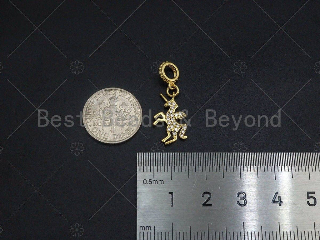 Clear CZ Micro Pave Unicorn Pendant/Charm, Unicorn Pendant Charm,legendary creature Charm, 11x18mm,sku#Y252