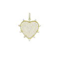 Clear CZ Gold Spike Heart Shape Charm Pendant, Sku#Y1032