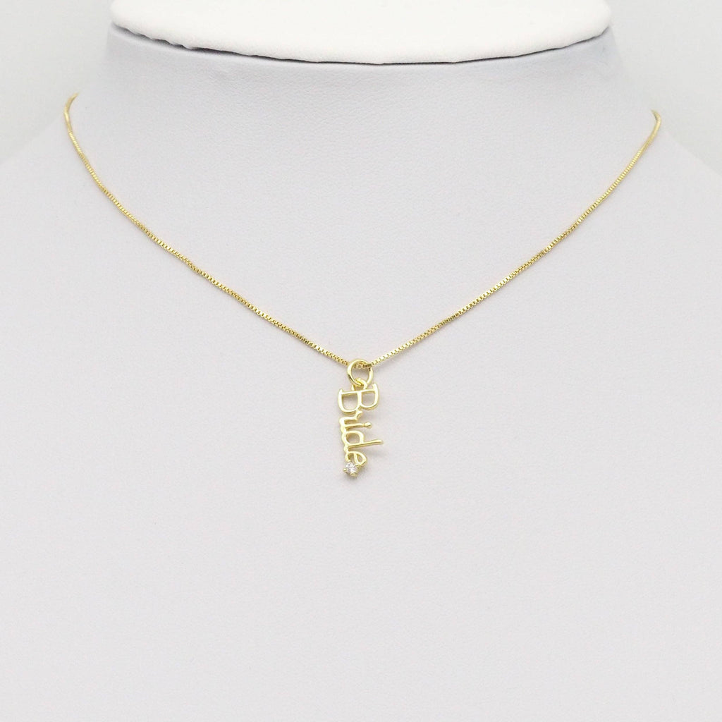 Gold Silver CZ Bride word diamond Charm, Sku#Z1473