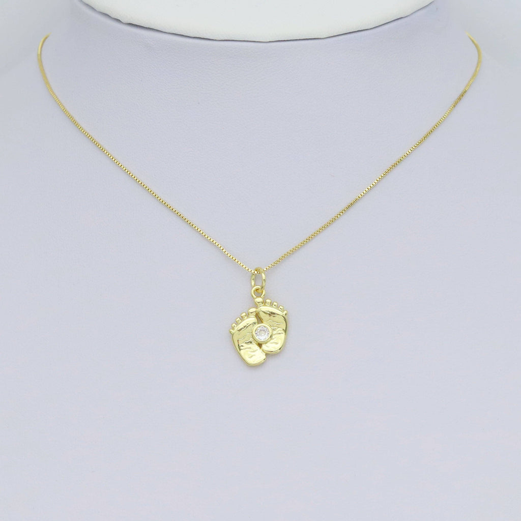 Little Baby Feet with turquoise Clear CZ Charm Pendant, Sku#LX577