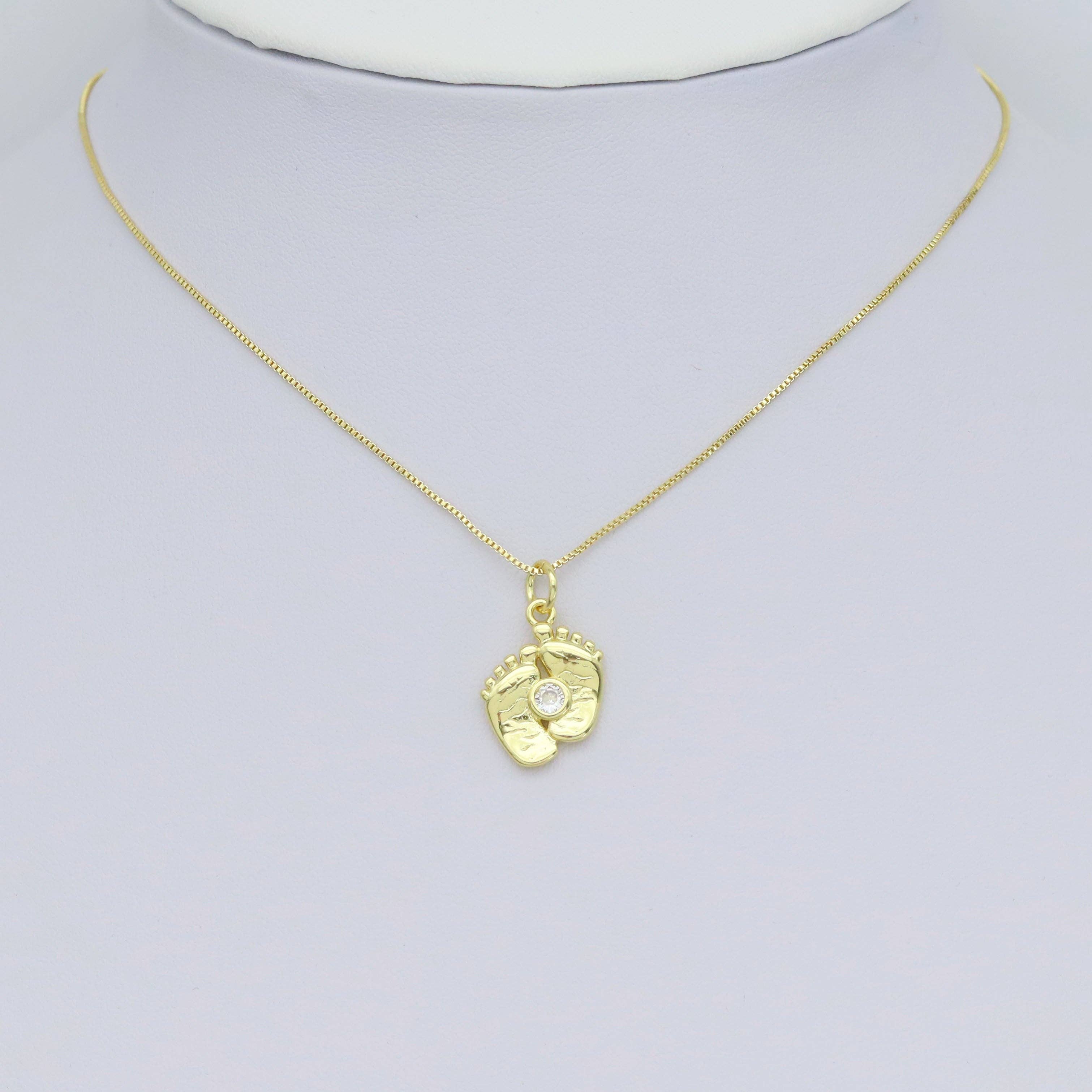 Little Baby Feet with turquoise Clear CZ Charm Pendant, Sku#LX577