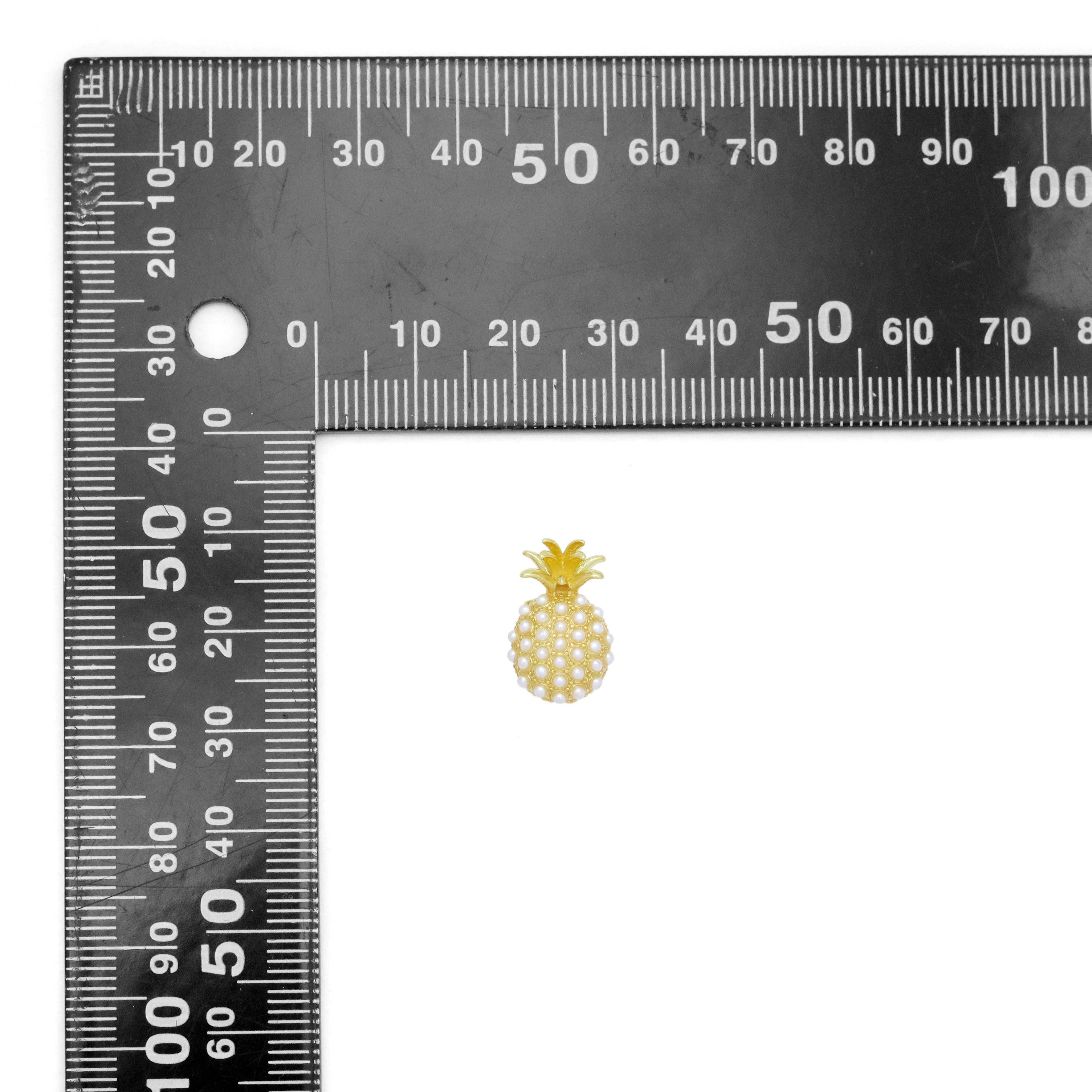White Pearl Gold Pineapple Shape Stud Earrings, Sku#LX698