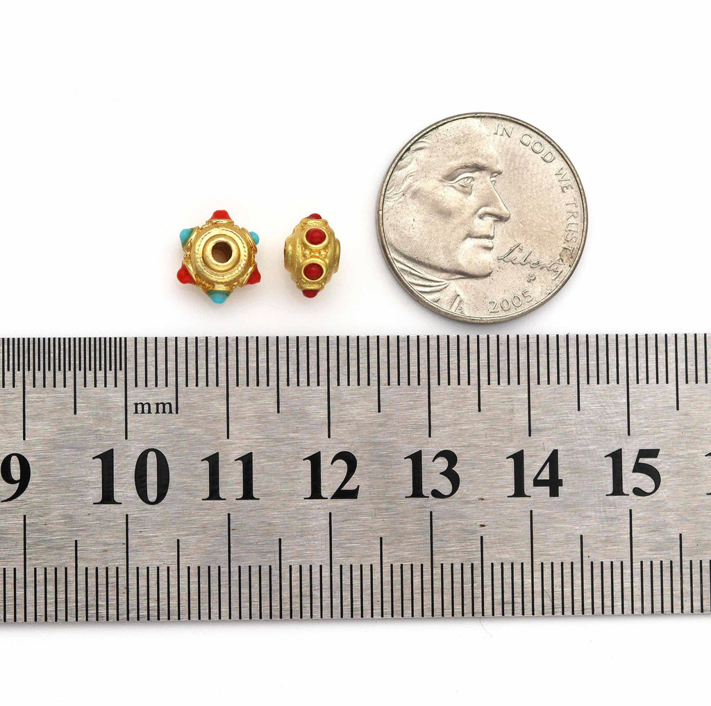 Gold Enamel Rondelle Spacer Beads, Sku#LX71