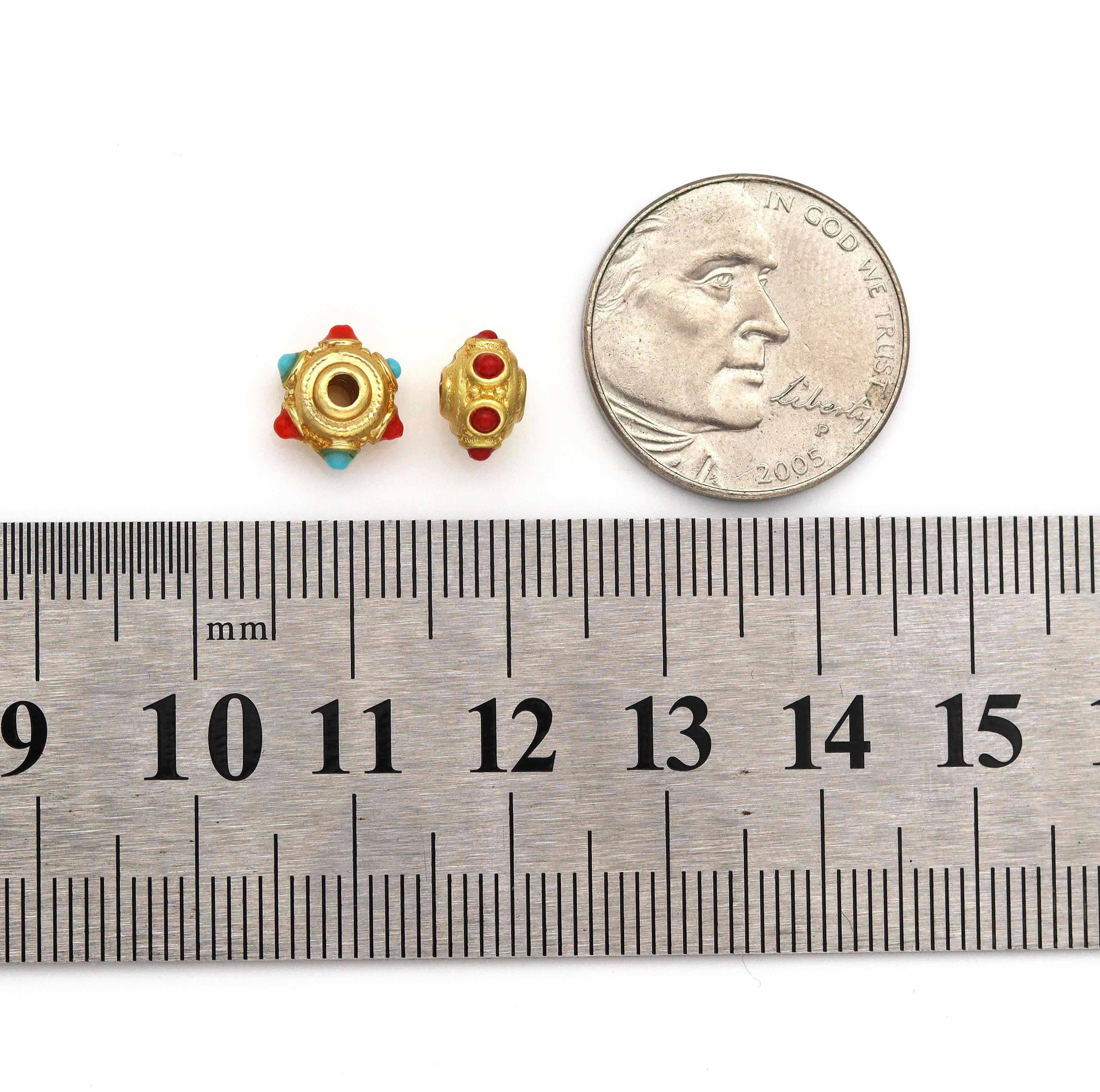 Gold Enamel Rondelle Spacer Beads, Sku#LX71