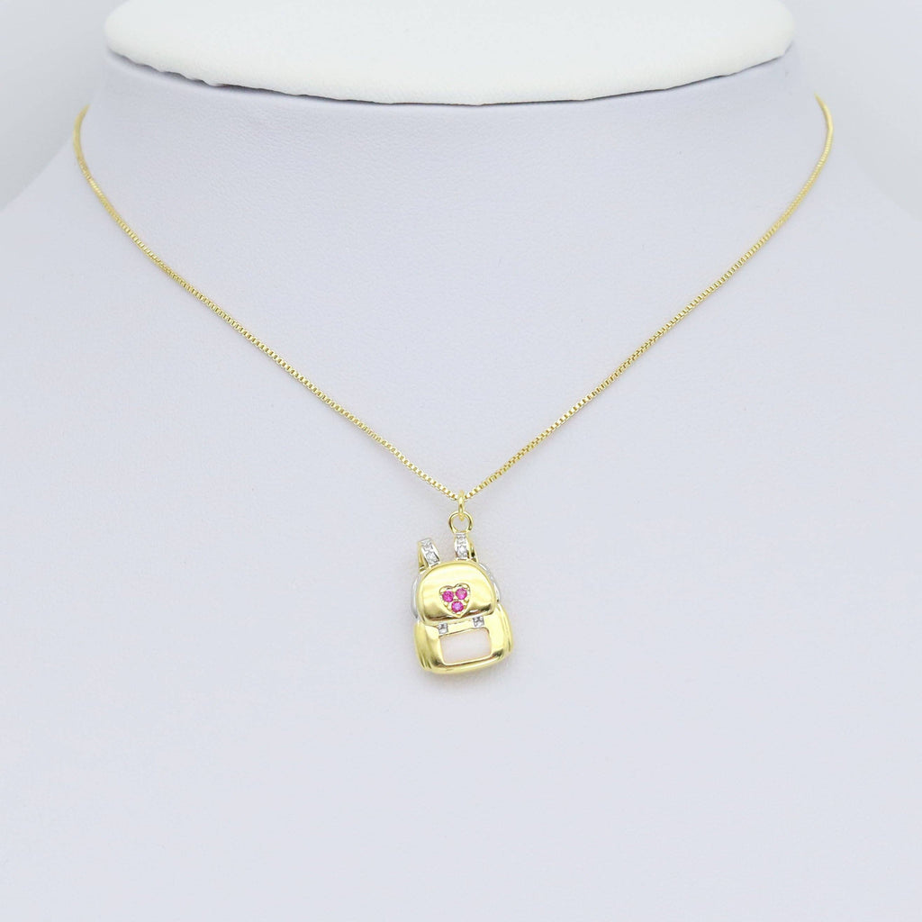Fuchsia CZ Cute Heart Lock Backpack Charm Pendant, Sku#Y959
