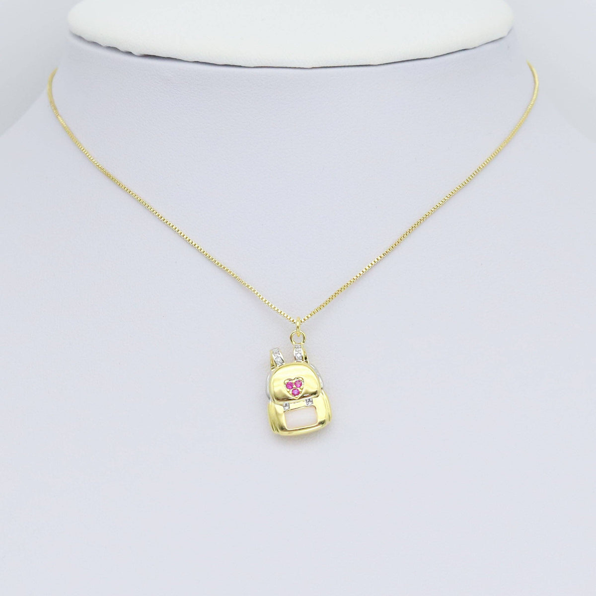 Fuchsia CZ Cute Heart Lock Backpack Charm Pendant, Sku#Y959