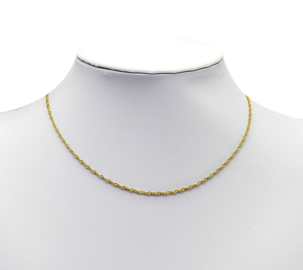 18K Gold Dainty Singapore Chain Necklace, DNA Gold Chain Necklace, sku#EF151