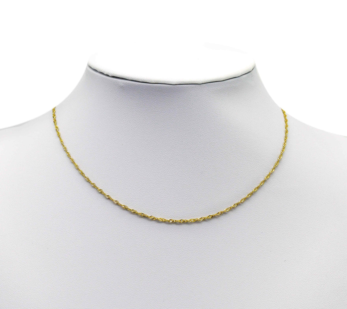 18K Gold Dainty Singapore Chain Necklace, DNA Gold Chain Necklace, sku#EF151