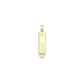 Clear CZ Gold Love Long Bar With Heart Charm Pendant, Sku#LX762