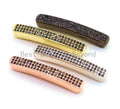 CZ Micro Pave Nami Rectangular Curved Tube with Black Crystal for Bracelet/Necklace, Cubic Zirconia Separator Tube, 36mm,SKU#G3