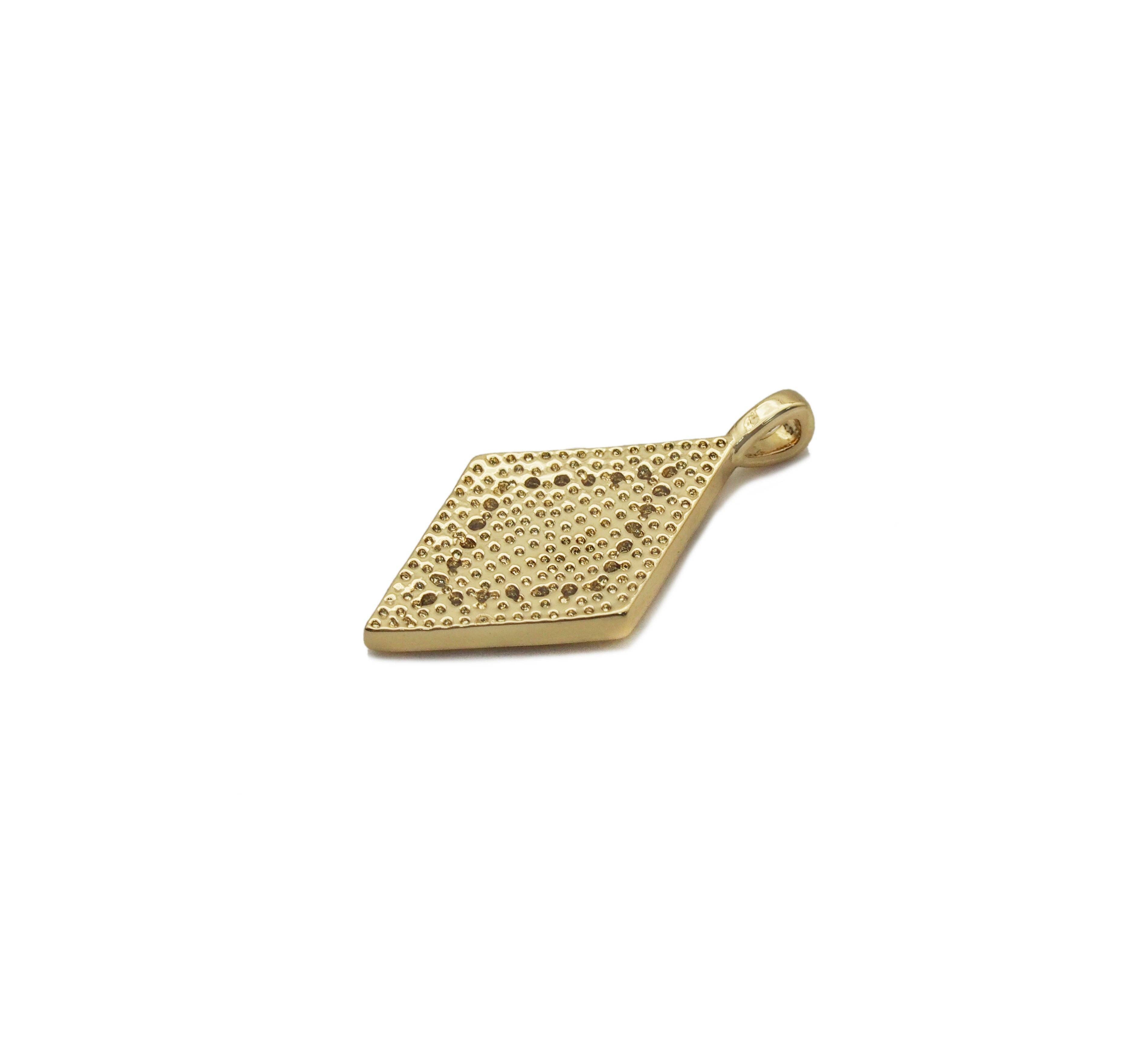 CZ Pave Gold Colorful Opal Rhombus Shape Charm, Sku#F1512