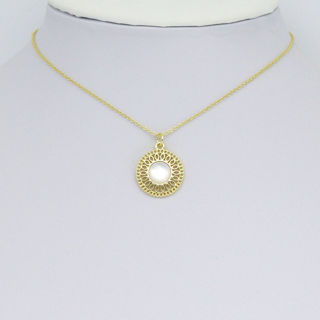 White Opal Filigree Flower Charm Pendant, Sku#LX796