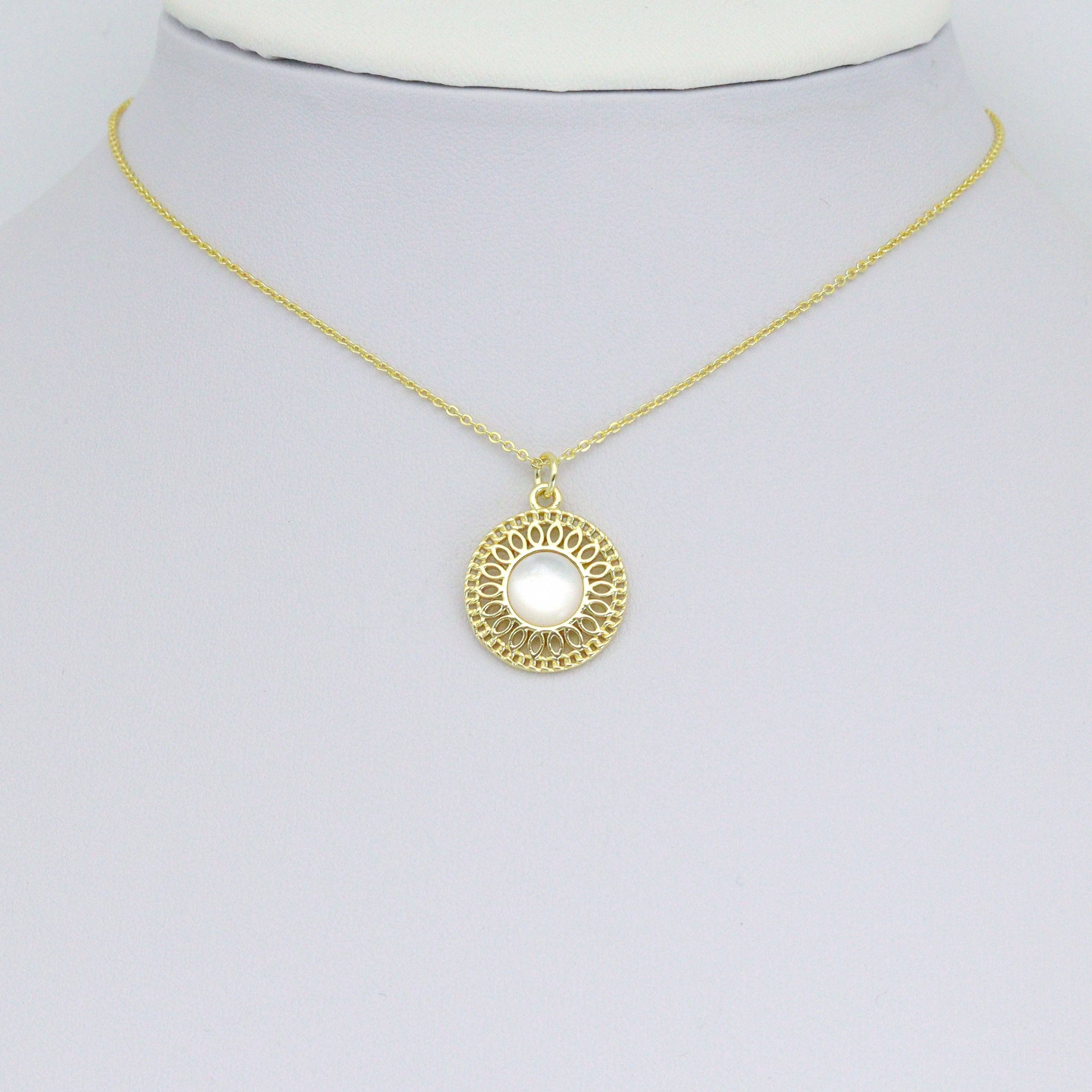 White Opal Filigree Flower Charm Pendant, Sku#LX796