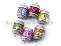 CZ Micro Pave Big Hole Drum Spacer Beads, Cubic Zirconia Large Hole Spacer Beads Ruby/Amethyst/Pink,10x12mm,1pc,sku#G268-Bestbeads & Beyond